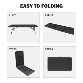 Sunvega 6ft Portable Folding Plastic Table with Waterproof Tabletop and Carry Handle