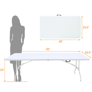 Sunvega 6ft Portable Folding Plastic Table with Waterproof Tabletop and Carry Handle
