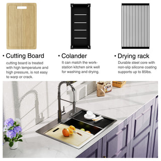 Sunvega 32x22 Inch Gunmetal Black Stainless Steel Kitchen Sink with Faucet and Accessories