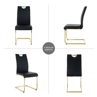 Sunvega Modern Faux Leather Upholstered Dining Chairs with Gold Metal Legs Set of 4
