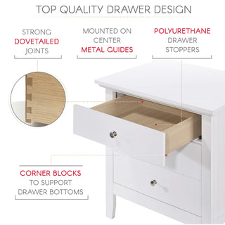 Sunvega Elegant White Minimalist Nightstand with Compact Durable Open Design