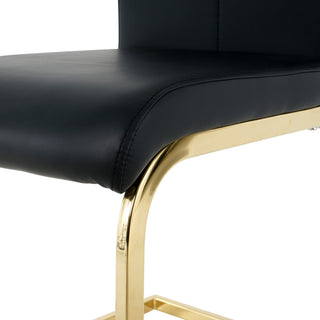 Sunvega Modern Faux Leather Upholstered Dining Chairs with Gold Metal Legs Set of 4