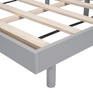Sunvega Modern Floating Platform Bed Frame in Walnut with Sturdy Wood Construction