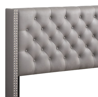 Sunvega Light Grey Queen Upholstered Bed with Soft Upholstery for Easy Assembly