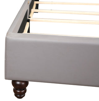 Sunvega Light Grey Queen Upholstered Bed with Soft Upholstery for Easy Assembly