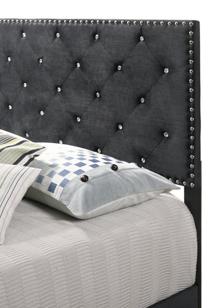 Sunvega Elegant Transitional Queen Bed In Black With Sturdy Frame