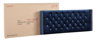 Sunvega Transitional Upholstered Bed in Navy Blue with Soft and Sturdy Materials