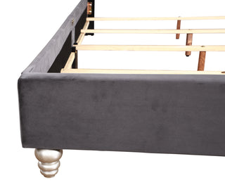Sunvega Upholstered Queen Bed in Soft Gray Fabric with Sturdy Frame
