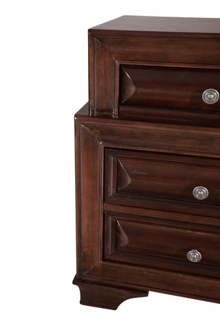 Sunvega Cappuccino Nightstand with Curved Drawer Fronts and Real Wood Veneers