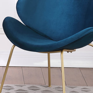 Sunvega Velvet Upholstered Padded Bucket Seat Dining Chair with Metal Legs