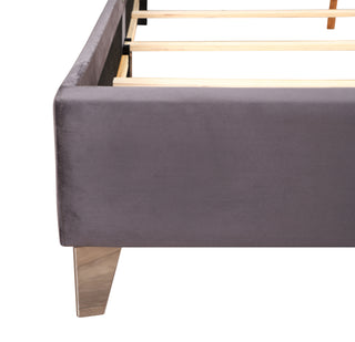 Sunvega Chic Gray Queen Upholstered Bed with Padded Headboard and Sturdy Frame