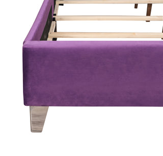 Sunvega Elegant Purple Transitional King Size Bed with Padded Headboard
