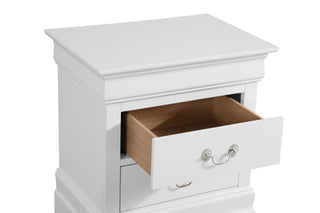 Sunvega Elegant White Traditional Nightstand with Two Drawers for Ample Storage