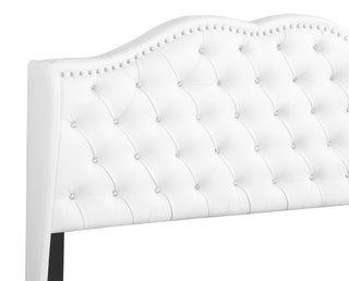 Sunvega Elegant Transitional White Upholstered Queen Bed with Soft Cozy Fabric