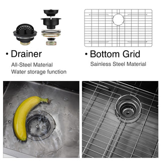 Sunvega 33x22 Inch Gunmetal Black Farmhouse Workstation Kitchen Sink With Faucet