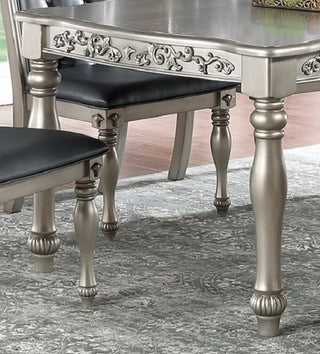 Sunvega Antique Design Silver Grey Finish Rubberwood Formal Dining Table