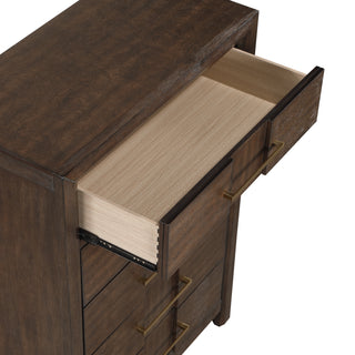 Sunvega Modern 5-Drawer Chest with Silver Handles and Wood Construction