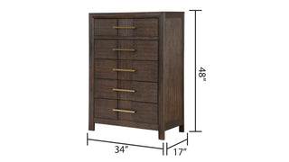 Sunvega Modern 5-Drawer Chest with Silver Handles and Wood Construction