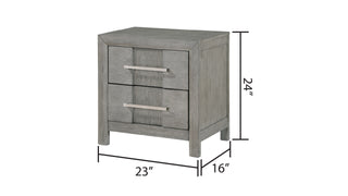 Sunvega Kenzo Modern 2-Drawer Nightstand with Silver Metal Handles in Gray