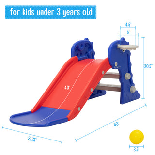 Sunvega Dinosaur Freestanding Kids Slide with Basketball Hoop for Indoor Outdoor Play