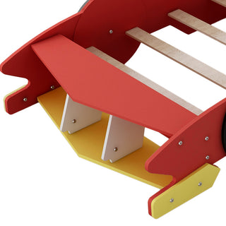 Sunvega Twin Size Race Car Platform Bed with Wheels and Safety Rails