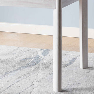 Sunvega Faux Marble Dining Table with Glossy Finish and Creamy White Oak Legs