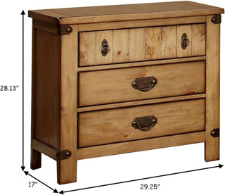 Sunvega Cottage Style Weathered Elm Nightstand with USB Charger and Felt Drawers
