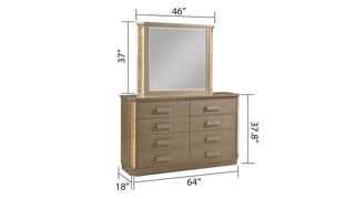 Sunvega Medusa Dresser with Wood Gold Finish and Six Drawers for Bedroom
