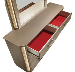 Sunvega Medusa Dresser with Wood Gold Finish and Six Drawers for Bedroom