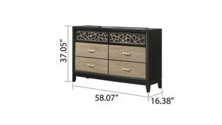Sunvega Modern Contemporary Wood Dresser with Six Spacious Drawers