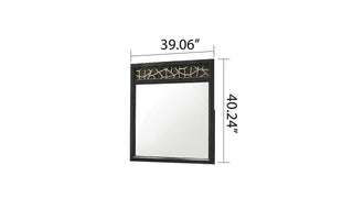 Sunvega Modern Wooden Mirror with Chrome Accents and Unique Custom Pattern