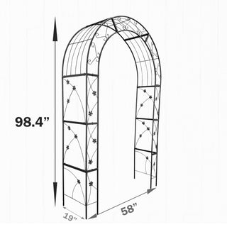 Sunvega Metal Garden Arch Arbor Trellis for Climbing Plants Support Outdoor Wedding