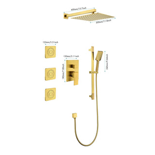 Sunvega Wall Mounted Rainfall Shower System with Hand Shower and Bodysprays