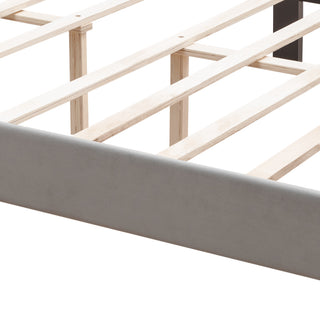 Sunvega Modern Upholstered King Size Platform Bed Frame with Button Tufted Headboard
