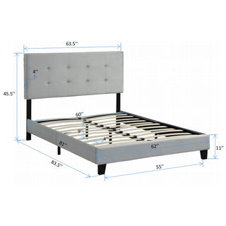Sunvega Modern Upholstered King Size Platform Bed Frame with Button Tufted Headboard