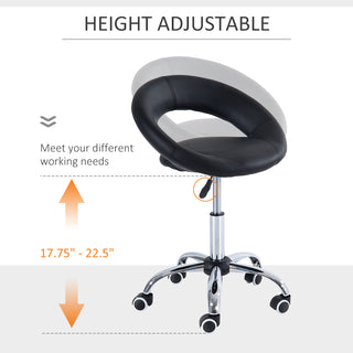 Sunvega Adjustable Height Rolling Salon Stool with Breathable Open Back and 5 Caster Wheels