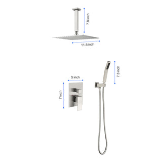 Sunvega Ceiling Mounted Rainfall Shower System Combo with Handheld and Self-Cleaning Nozzle