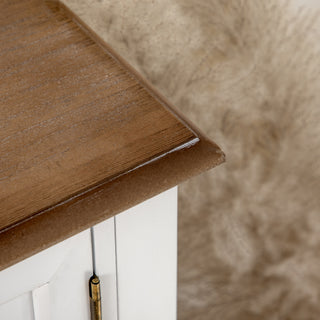 Sunvega Retro Console Table with Drawers Cabinets and Bottom Shelf for Living Room