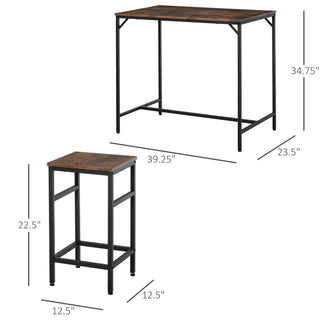 Sunvega Industrial 5-Piece Dining Table Set with 4 Stools for Kitchen and Pub