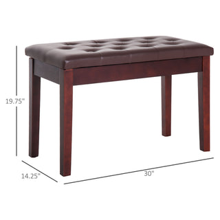 Sunvega Traditional Country Style Faux Leather Tufted Piano Bench for Two