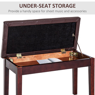 Sunvega Traditional Country Style Faux Leather Tufted Piano Bench for Two