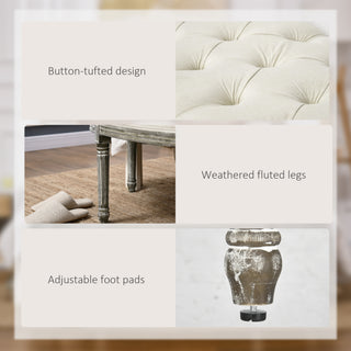 Sunvega French Inspired Semi-Circle Upholstered Bench with Tufted Design for Bedroom