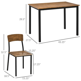 Sunvega 5-Piece Industrial Dining Table Set with 4 Chairs for Small Space