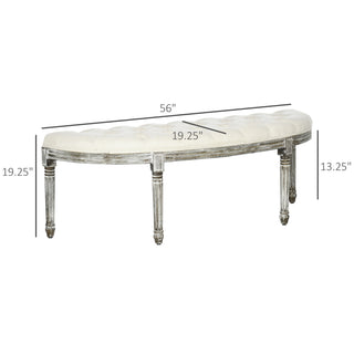 Sunvega French Inspired Semi-Circle Upholstered Bench with Tufted Design for Bedroom