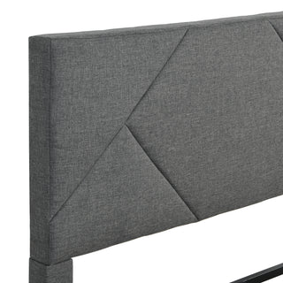 Sunvega Modern Upholstered King Size Platform Bed Frame with Button Tufted Headboard