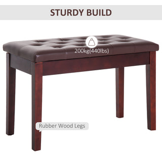 Sunvega Traditional Country Style Faux Leather Tufted Piano Bench for Two
