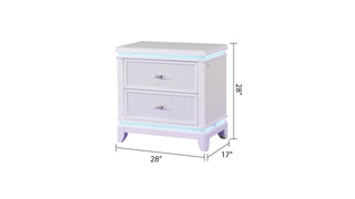 Sunvega Modern 2-Drawer LED Nightstand with Mirror Front for Bedroom Storage