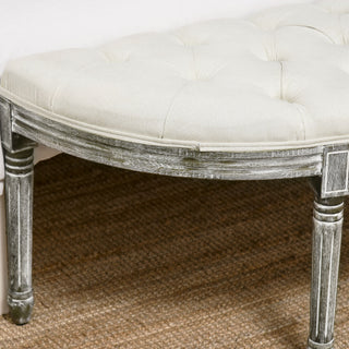 Sunvega French Inspired Semi-Circle Upholstered Bench with Tufted Design for Bedroom