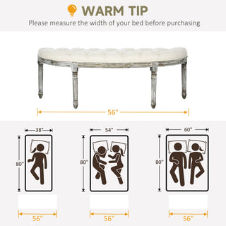 Sunvega French Inspired Semi-Circle Upholstered Bench with Tufted Design for Bedroom