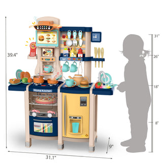 Sunvega Large Pretend Play Kitchen Set with Realistic Lights Sounds and 65 Pcs Accessories